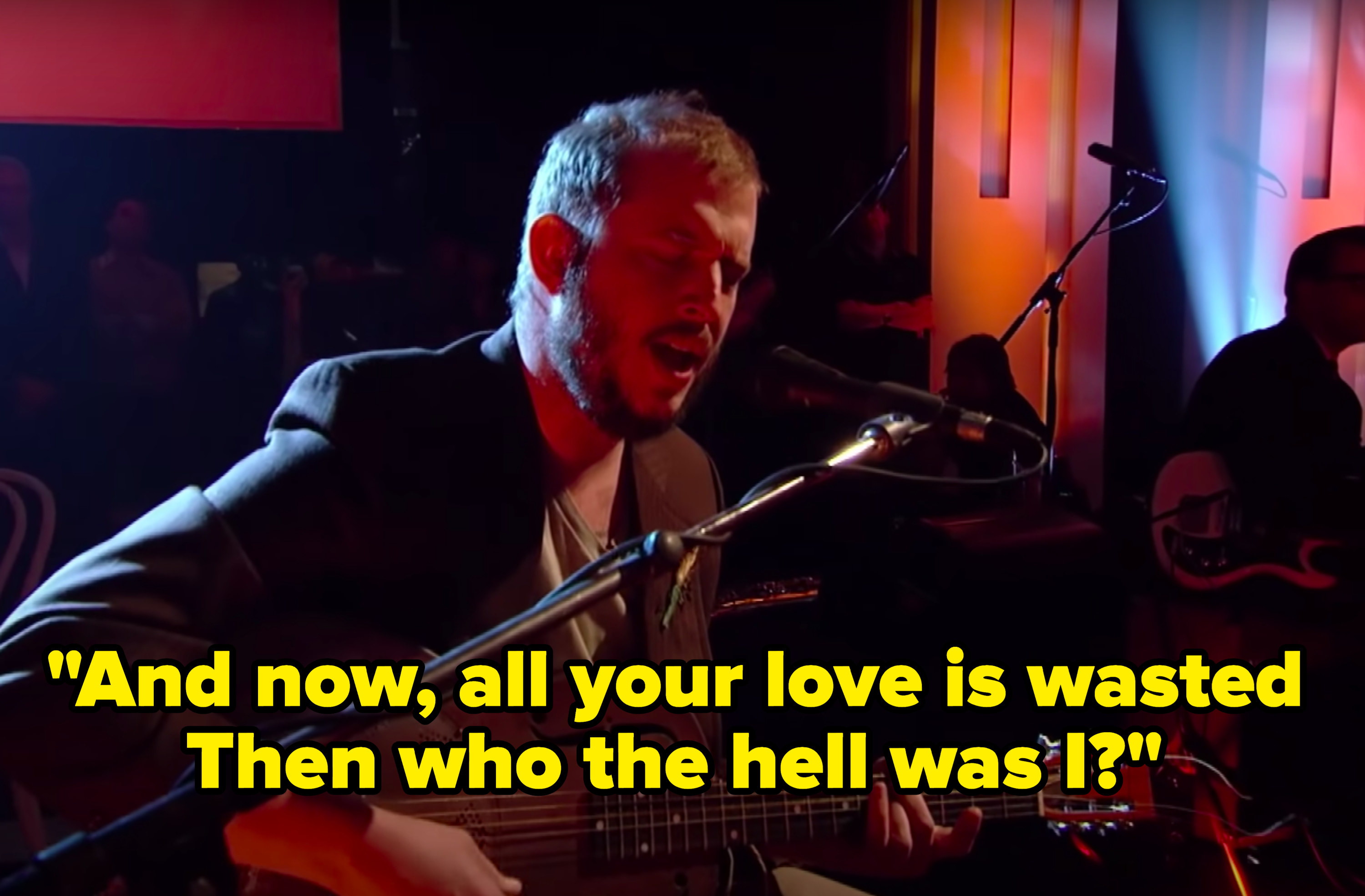 Still from the music video with the lyric: &quot;And now, all your love is wasted, then who the hell was I?&quot;