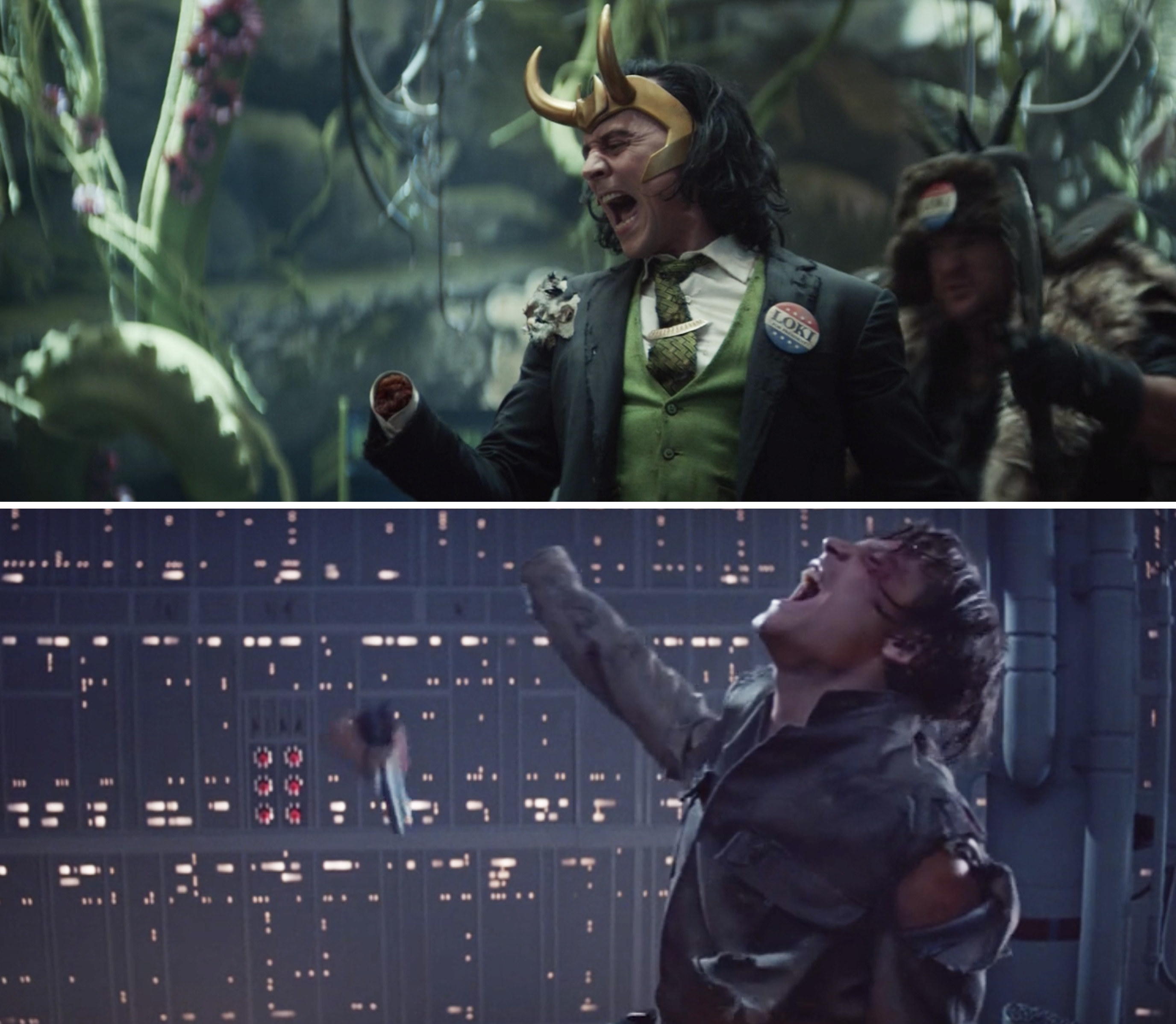 President Loki screaming after his hand is cut off vs. Luke Skywalker doing the same