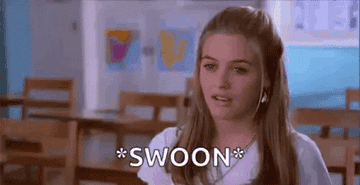 A gif from Clueless where Cher is swooning
