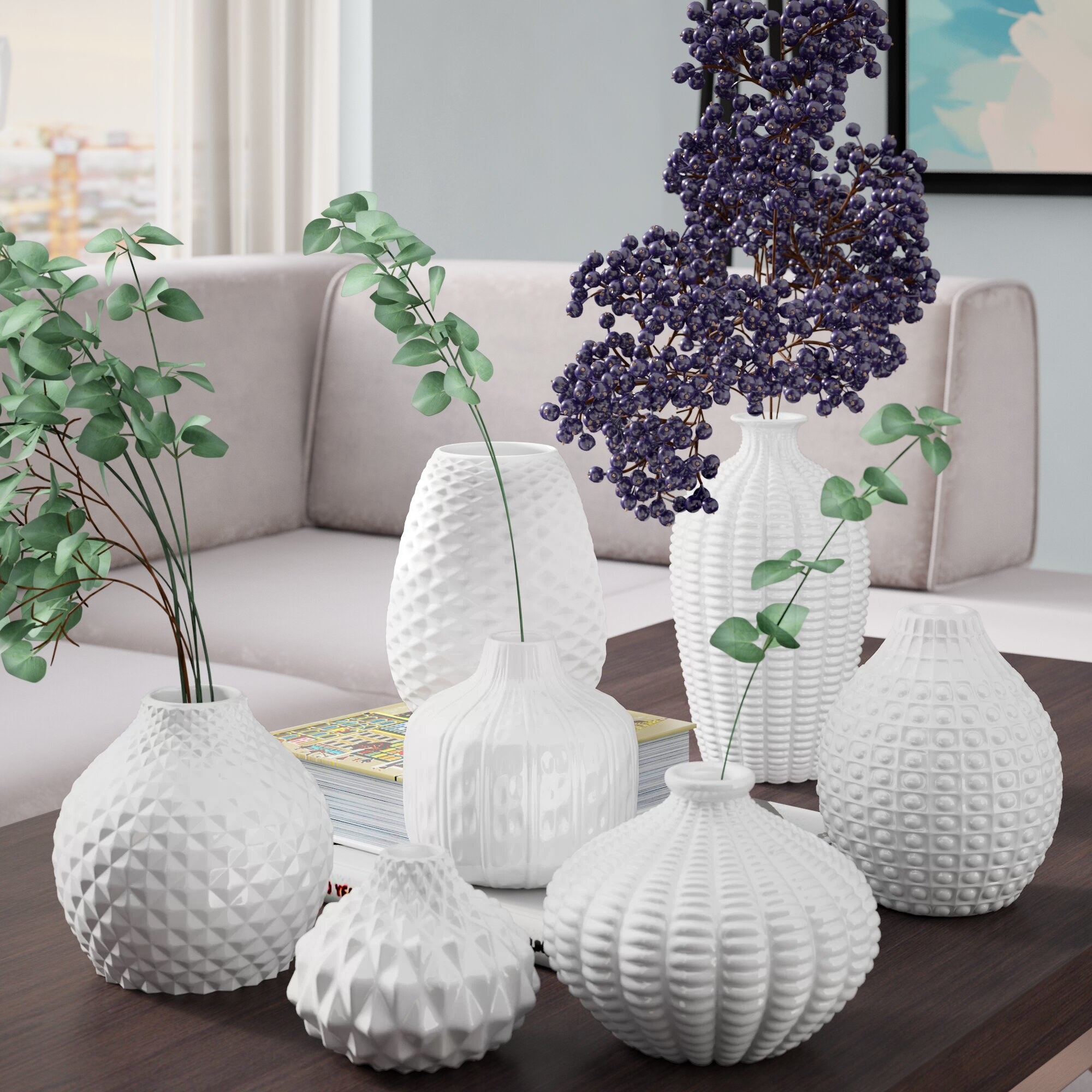 Vase set on coffee table