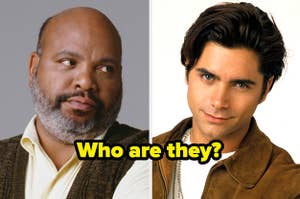 Uncle Phil from Fresh Prince and Uncle Jesse from Full House with caption "Who are they?"