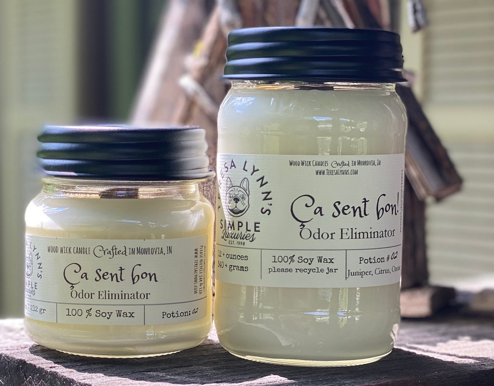 Two sizes of odor eliminator candles from Teresa Lynn&#x27;s Simple Luxuries