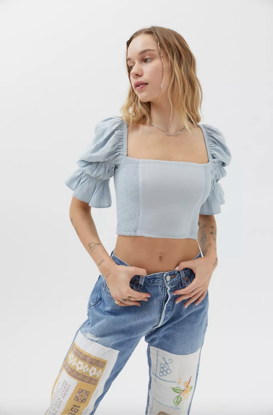 the square neck top blue