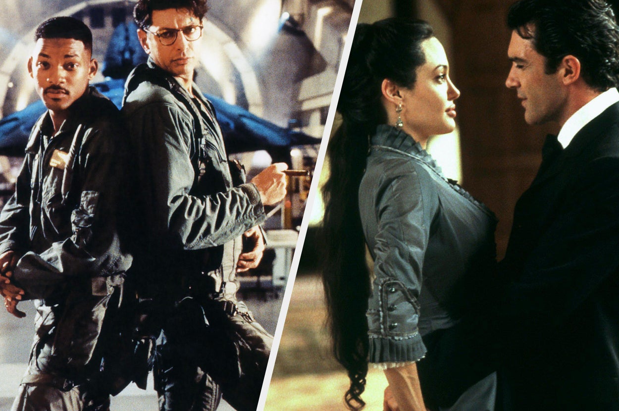 split image of two movies on the left is Independence Day and in the right is original sin