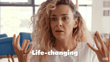 a gif of a woman saying &quot;life-changing&quot;