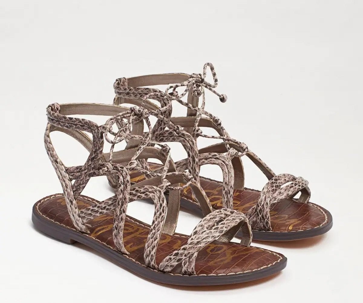 brown strappy gladiator-style sandals
