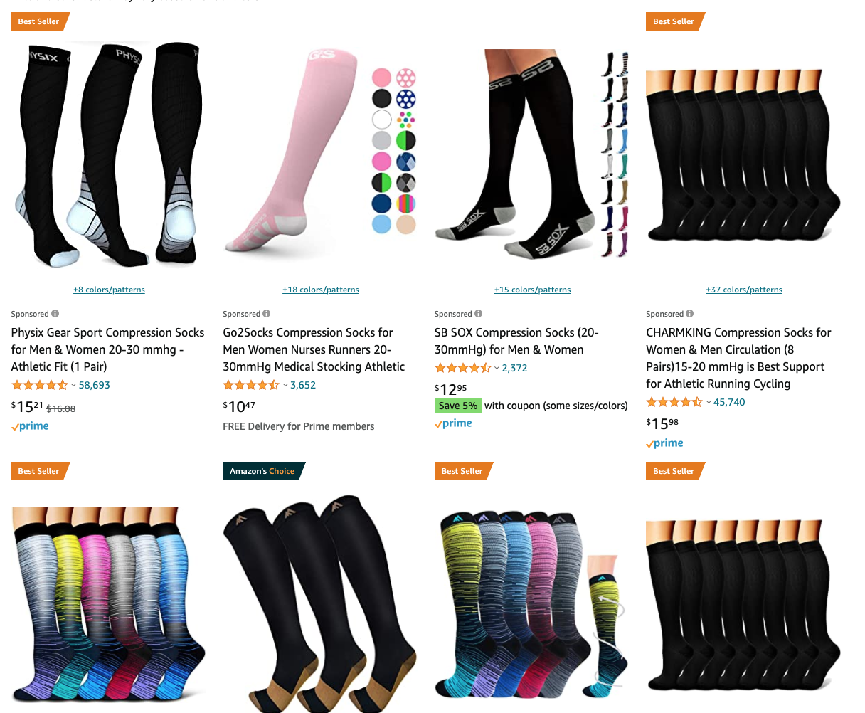 Compression socks for sale on Amazon