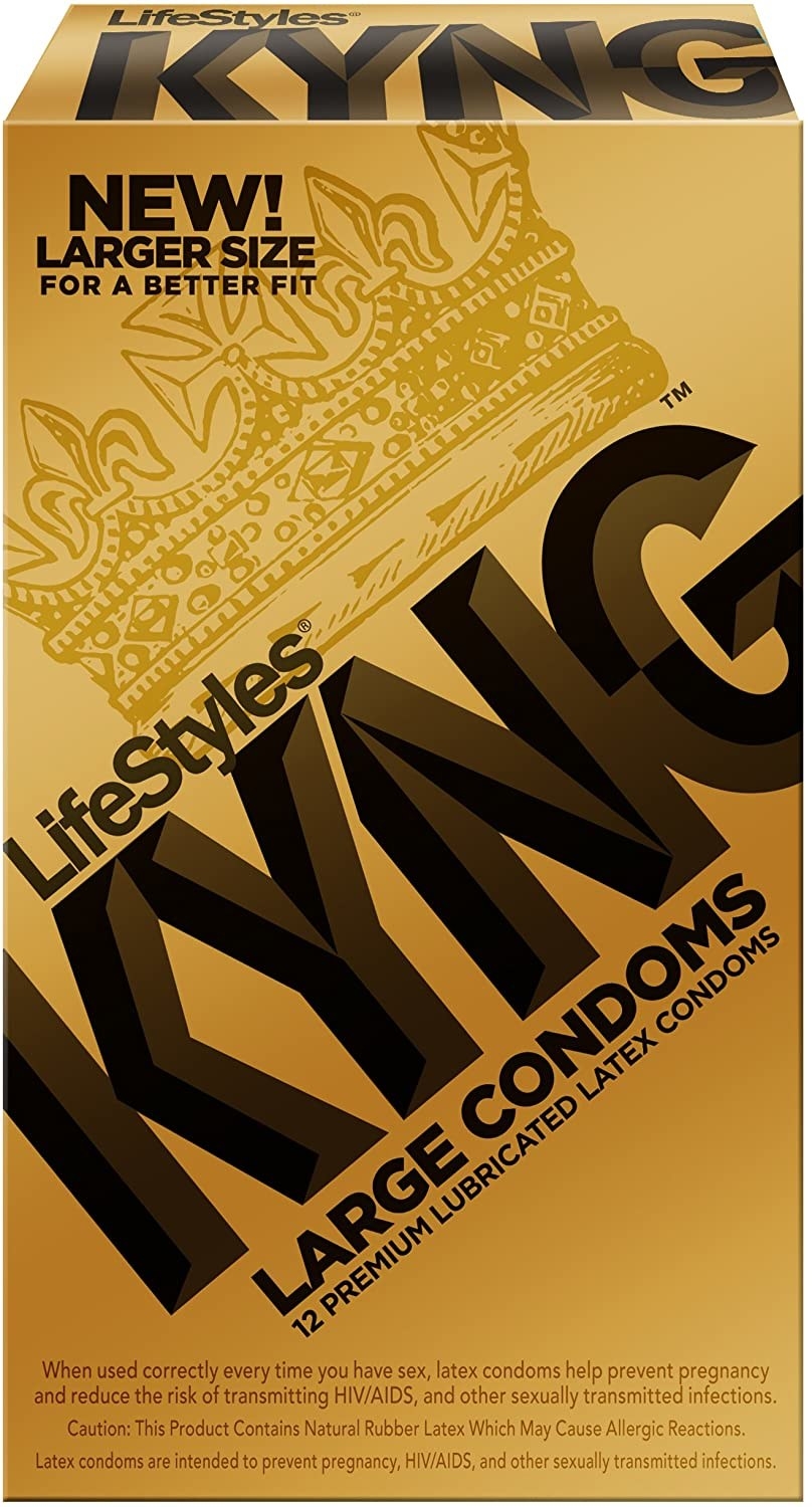 Gold box of Lifestyles Kyng large condoms