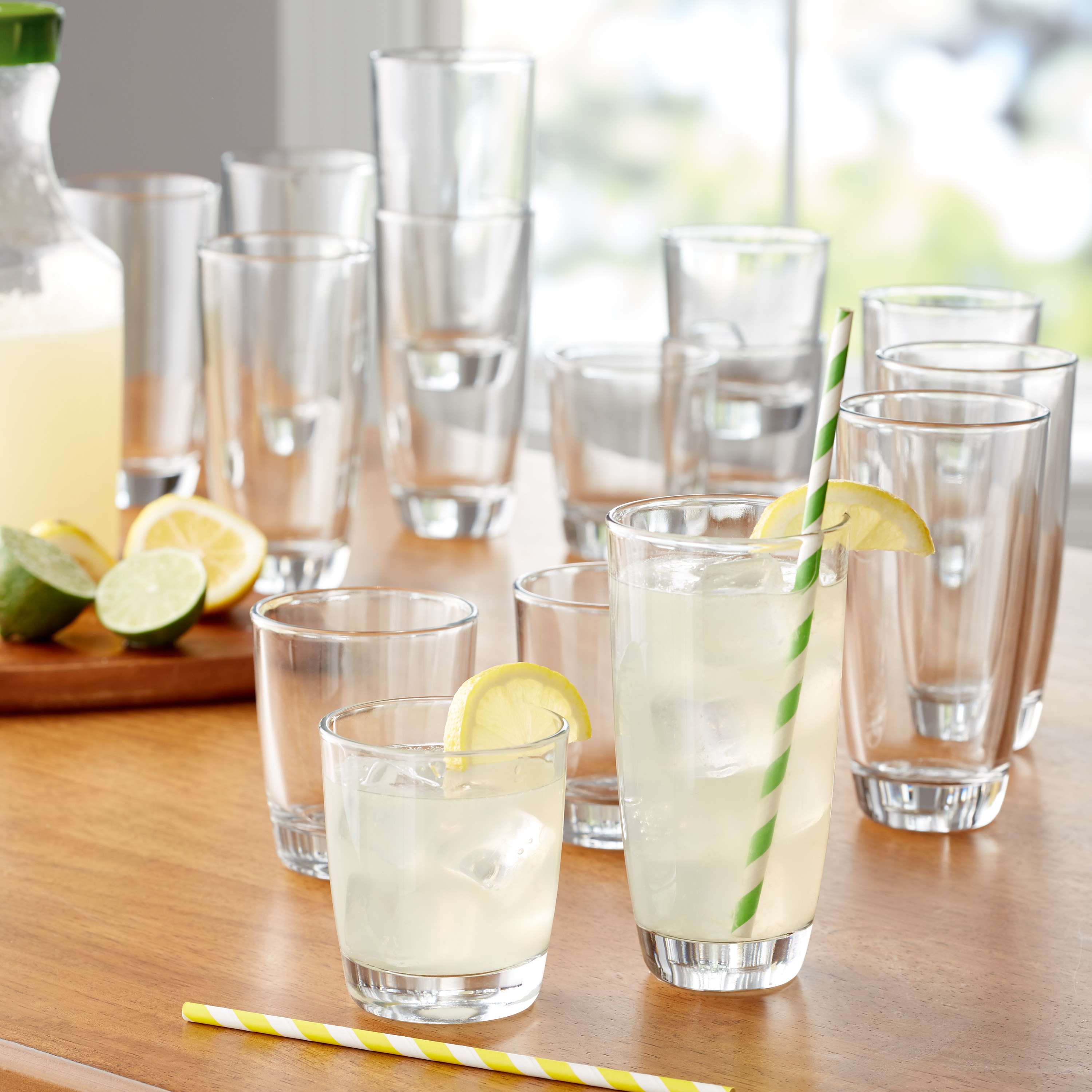 The sixteen-piece drinkware glass set