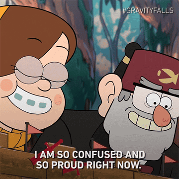 Gif of two characters from Gravity Falls