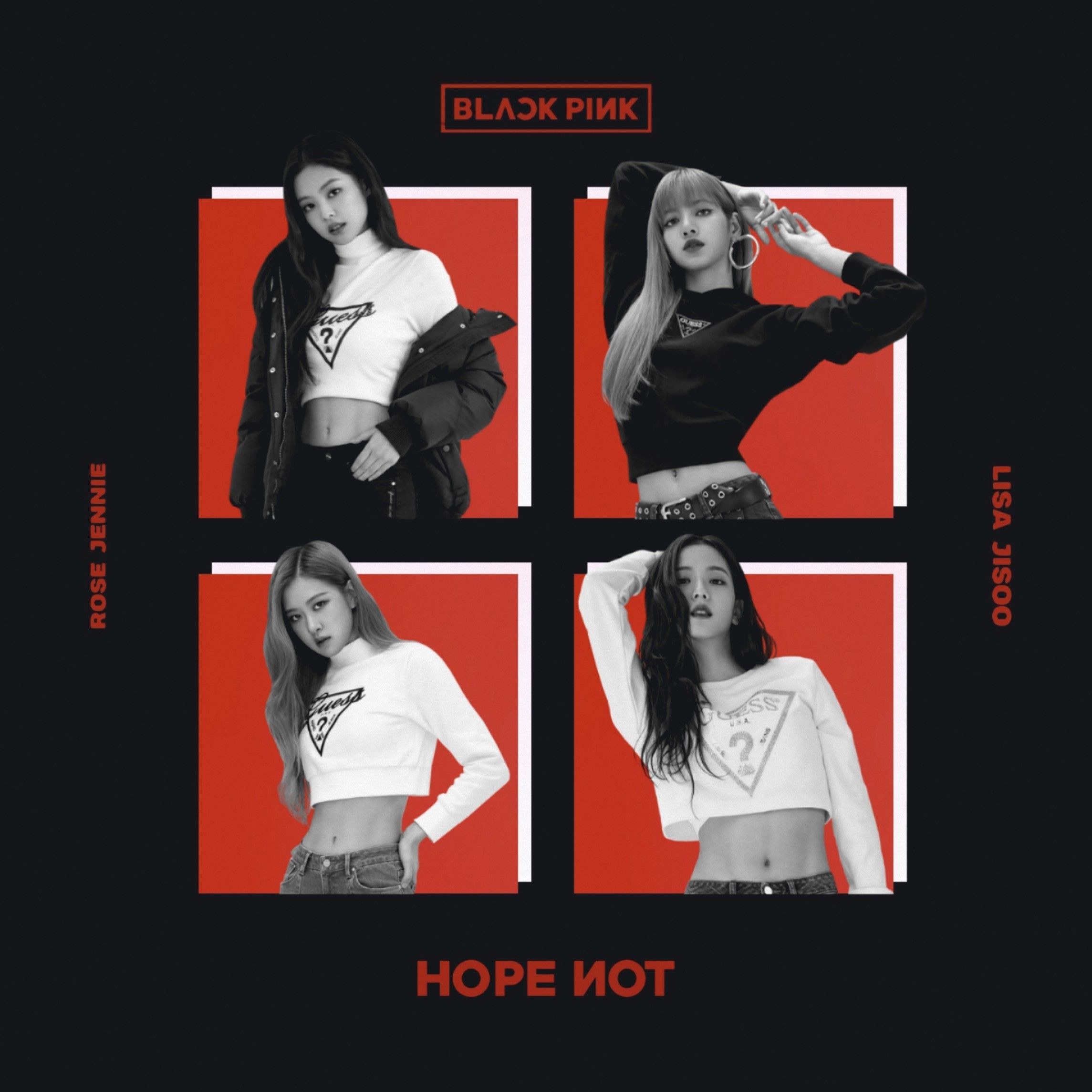 Custom album cover of HOPE NOT, with all the 4 memebers. 