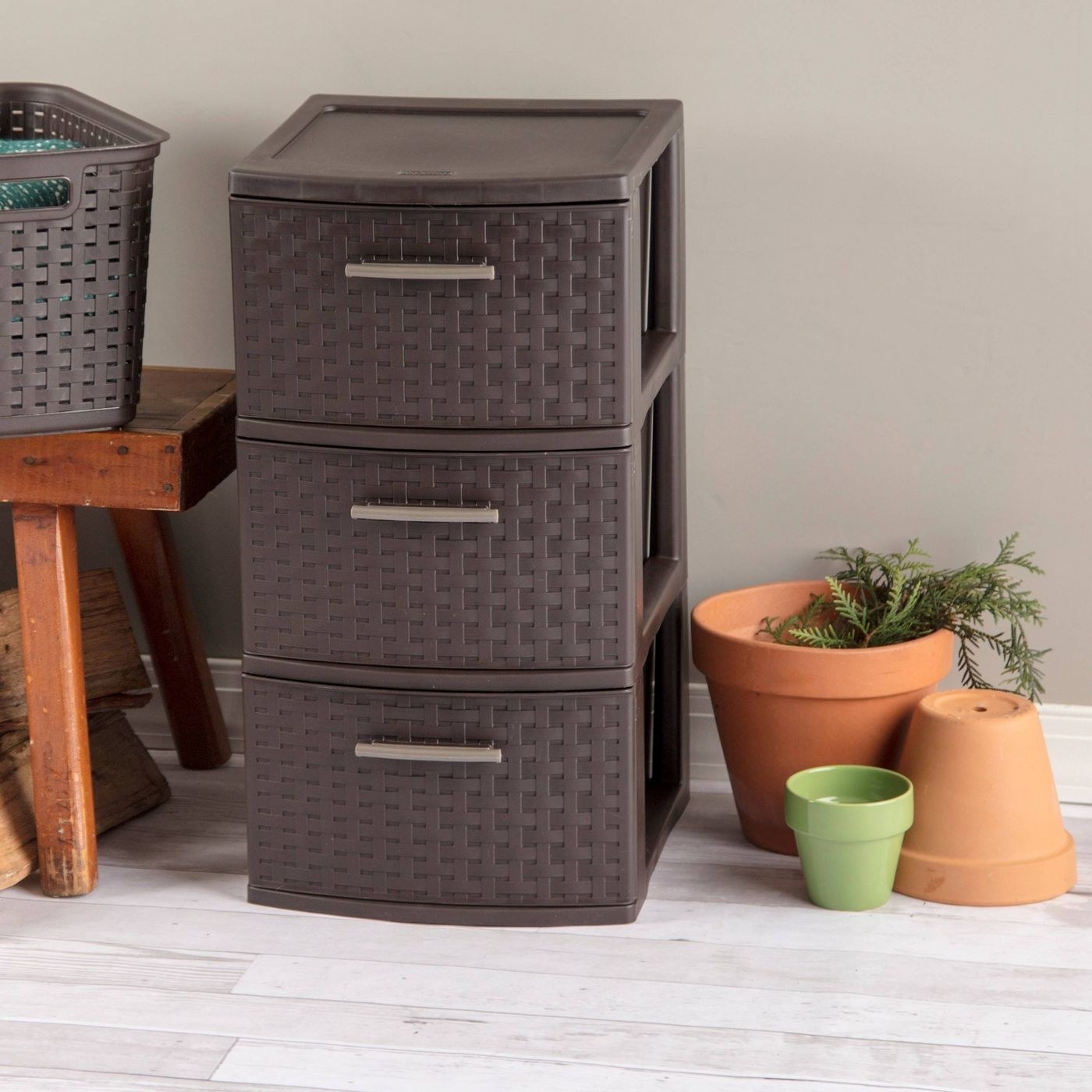 An image of a three-drawer medium weave tower