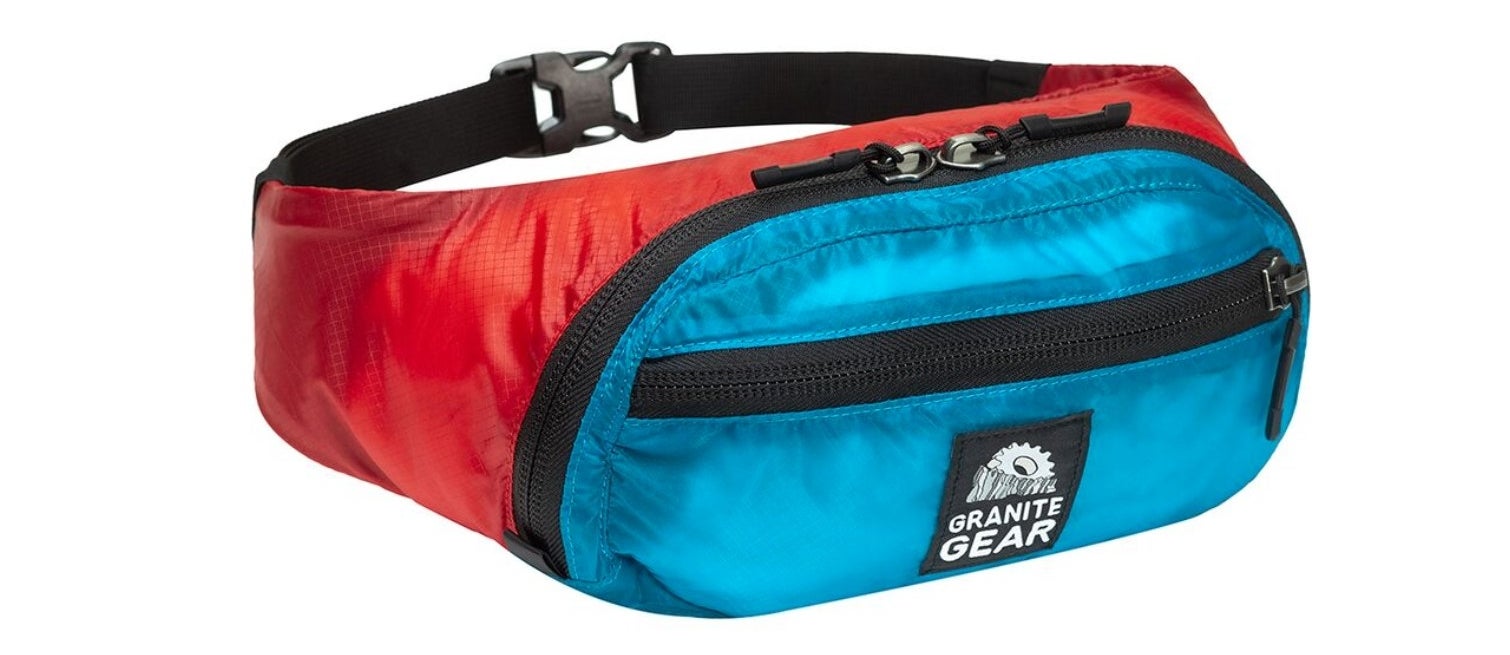 the granite gear fanny pack in malibu/ red