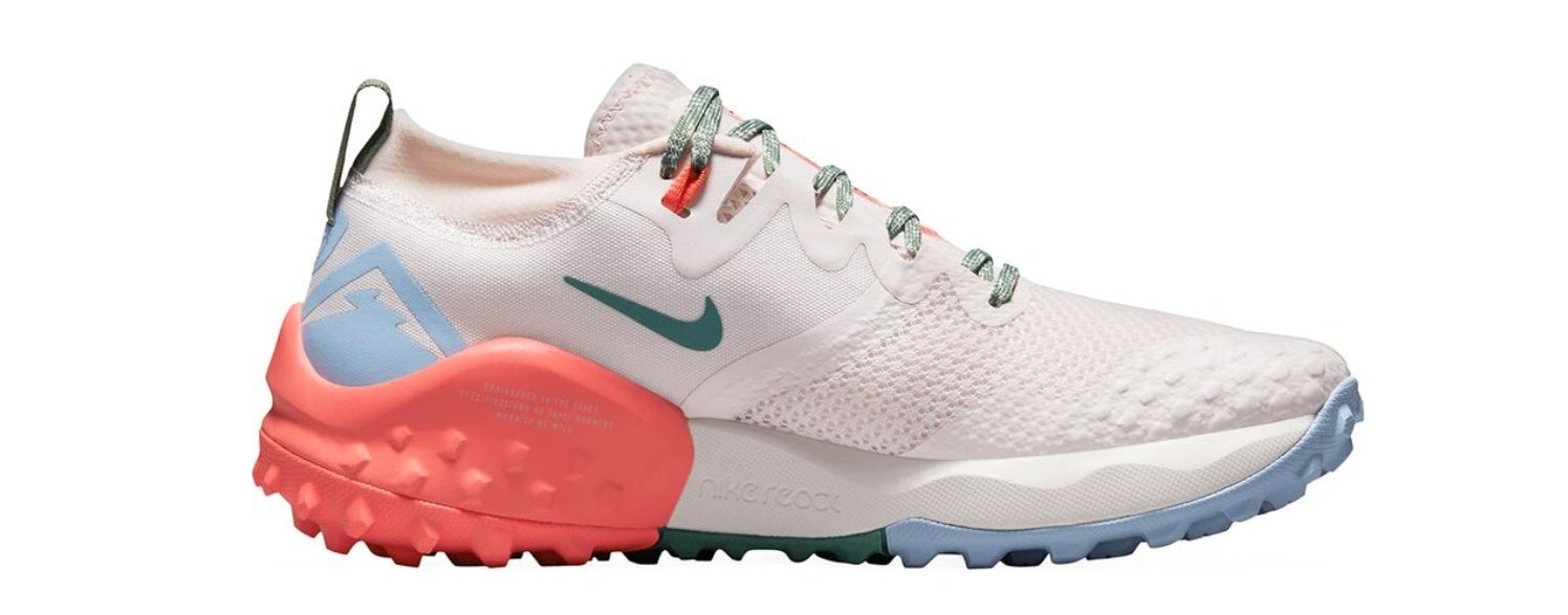 the Nike train running shoe in white and pink