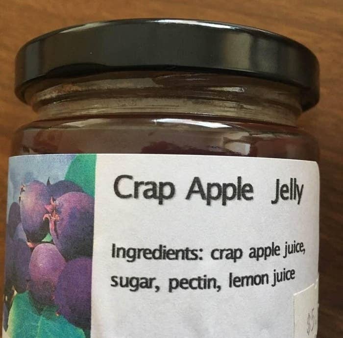 jelly container reading crap apple jelly