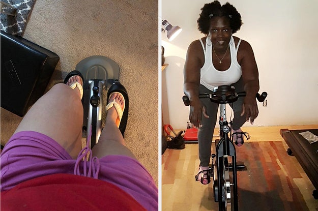 (left) Portable elliptical (right) Stationary bike