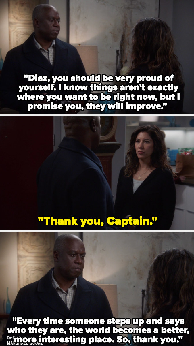 Holt tells Rosa that every time someone steps up and says who they are, the world becomes a better, more interesting place