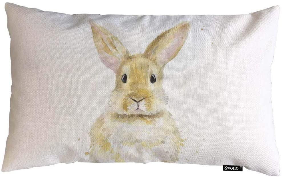 Funda blanca para almohadas con la imagen de un conejo amarillo al centro