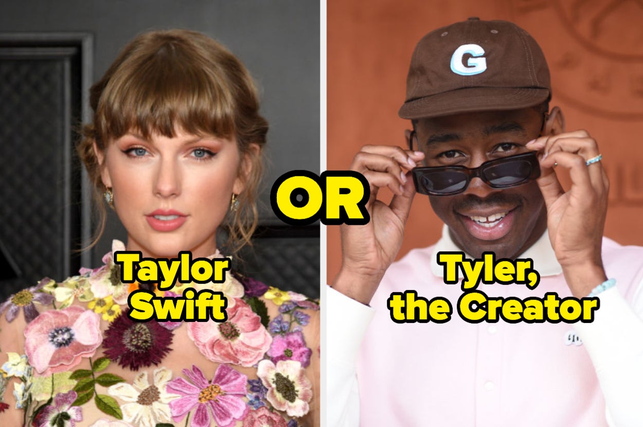 Taylor Swift and Tyler, the Creator with the word "or" between them