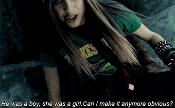GIF of Avril singing &quot;He was a boy, she was a girl. Can I make it anymore obvious?&quot;