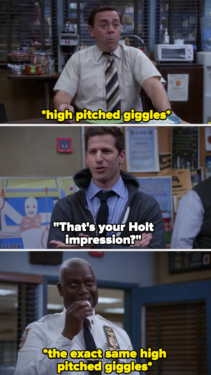 Holt giggles like Charles guessed he would while eating a marshmallow