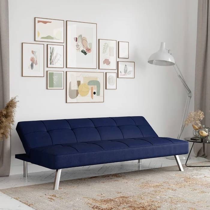 A navy blue lounger