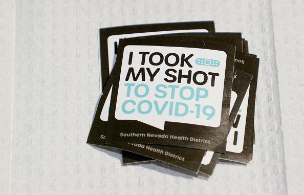 &quot;I Took My Shot to Stop COVID-19&quot; stickers from the Southern Nevada Health District