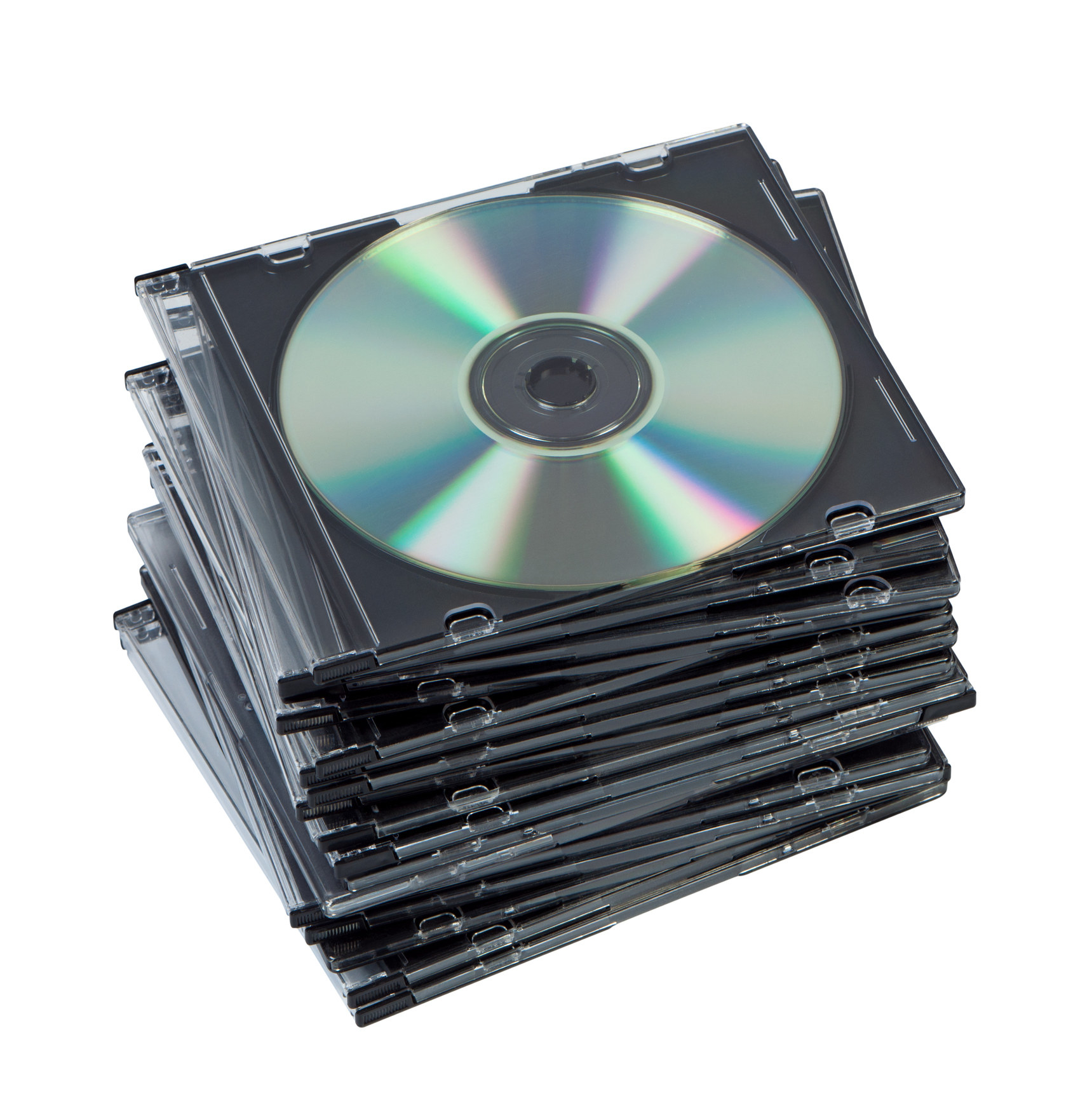 Stack CD discs in box isolated