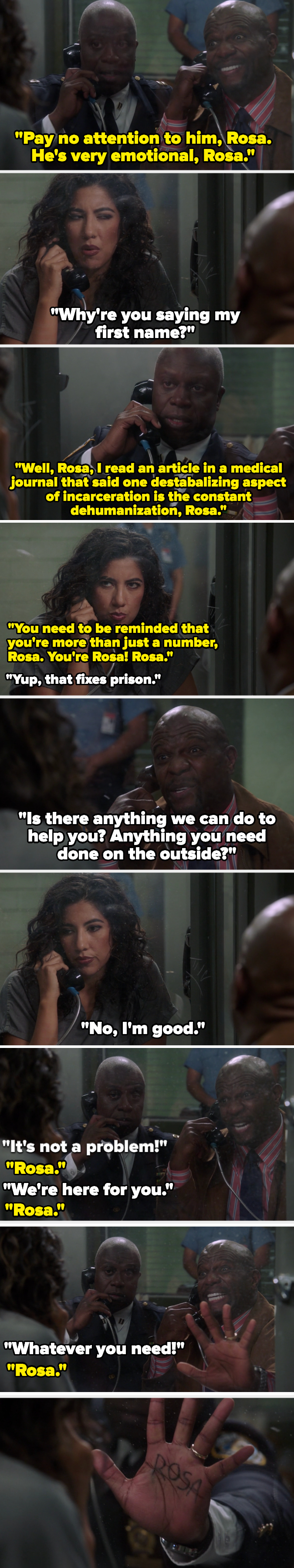 Holt says Rosa over and over again to combat the dehumanizing nature of prison