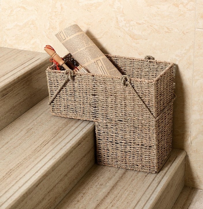 the wicker basket fitted on the stairs