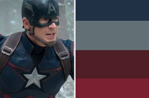 Steve Rogers next two the four colors that make his costume