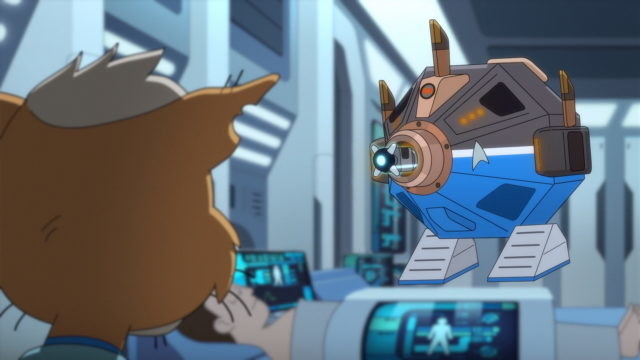 animated animal and robot face off on a ship
