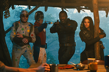 The Polka Dot Man, Peacemaker, Bloodsport, and Ratcatcher 2 in "The Suicide Squad"