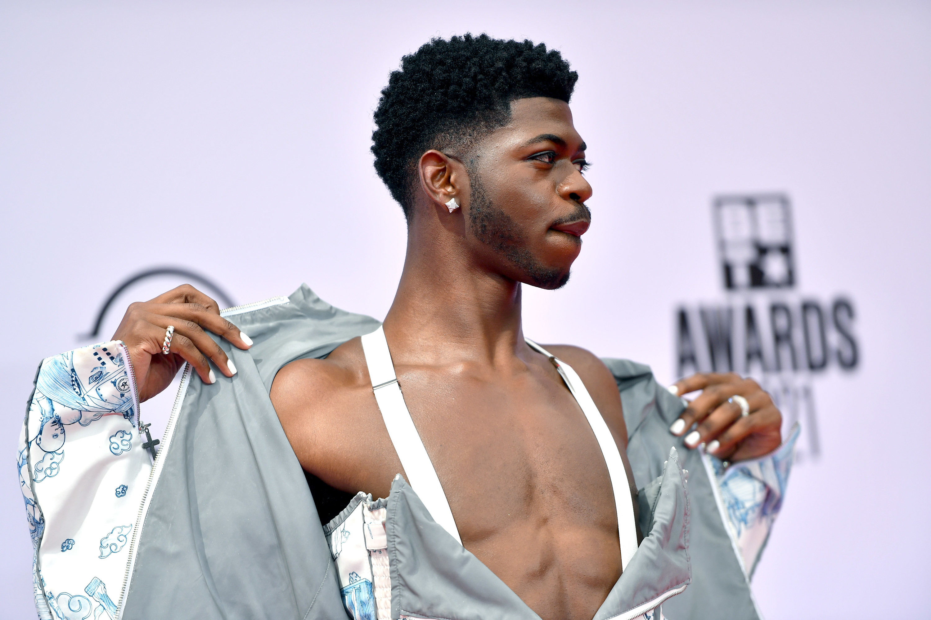 Lil Nas X is photographed at the BET Awards in 2021