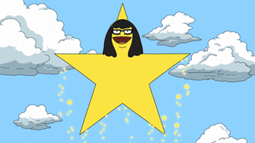A gif of tina from bob&#x27;s burgers transformed into a shooting star