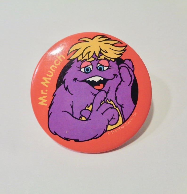 A Mr. Munch button pin