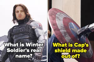Bucky Barnes looking into the distance, Captain America blocking a punch from Winter Soldier