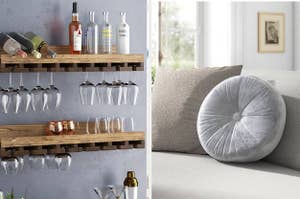 wine rack and pillow