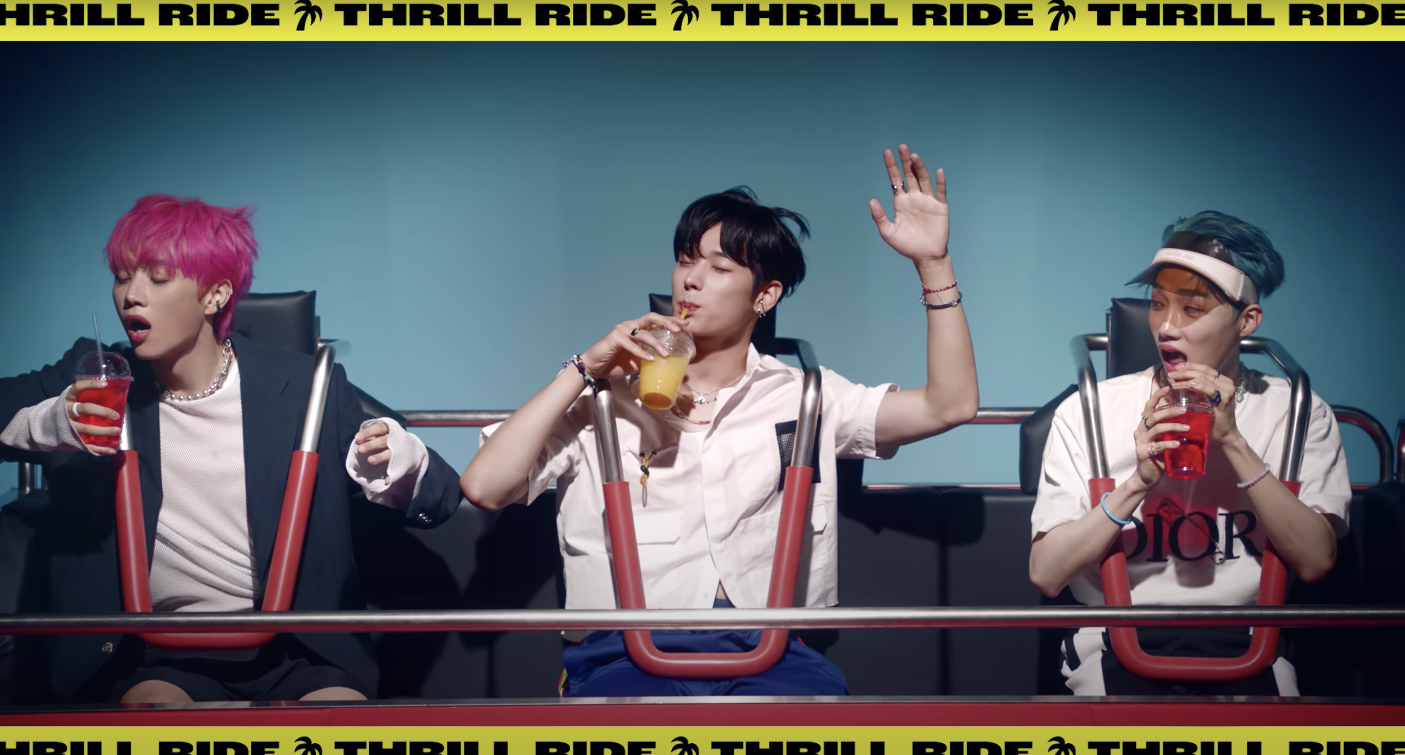 Three members ride a roller coaster during the &quot;Thrill Ride&quot; announcement