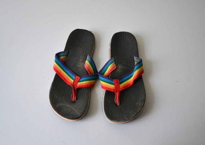 Rainbow flip flops