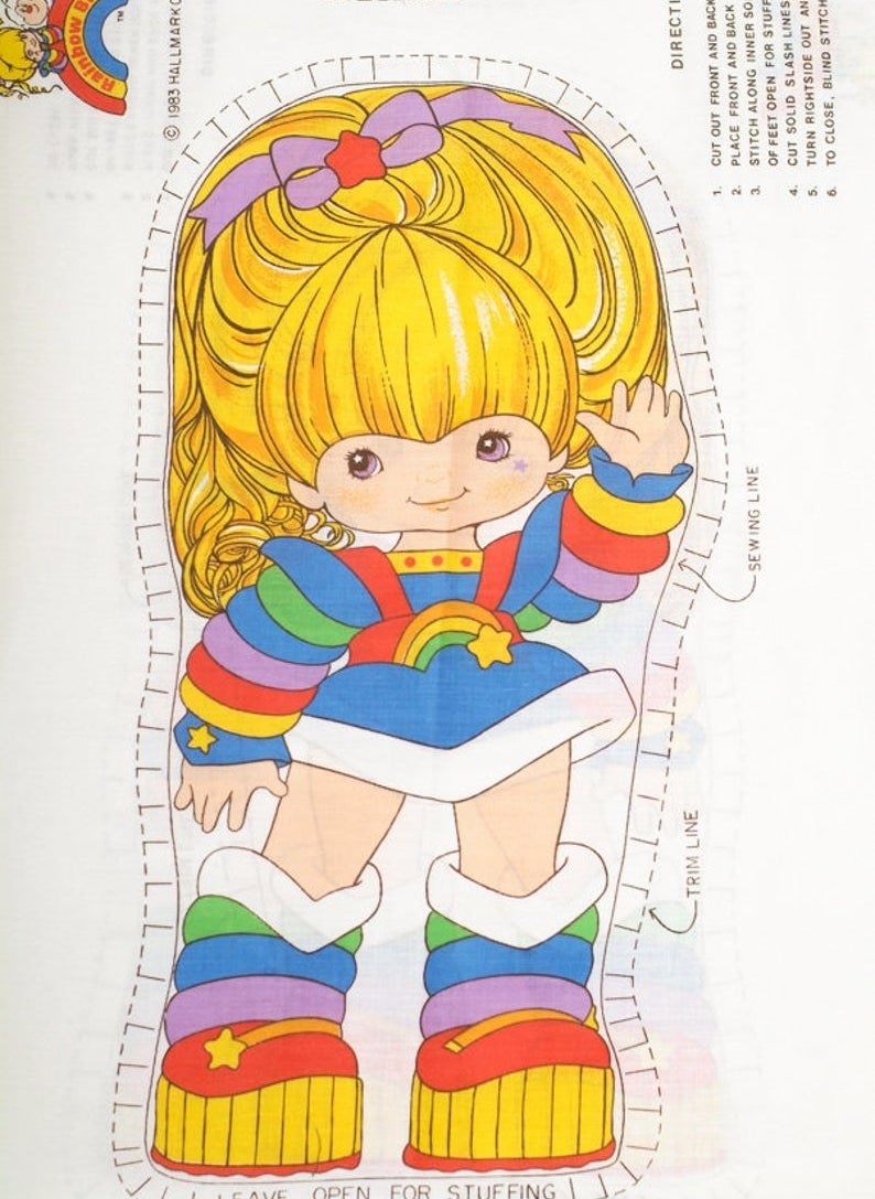 Rainbow Brite cut and sew doll