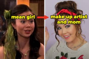 On the left Anna Maria Perez de Tagle plays the mean girl in Hannah Montana. On the right she is in a YouTube video doing a makeup tutorial