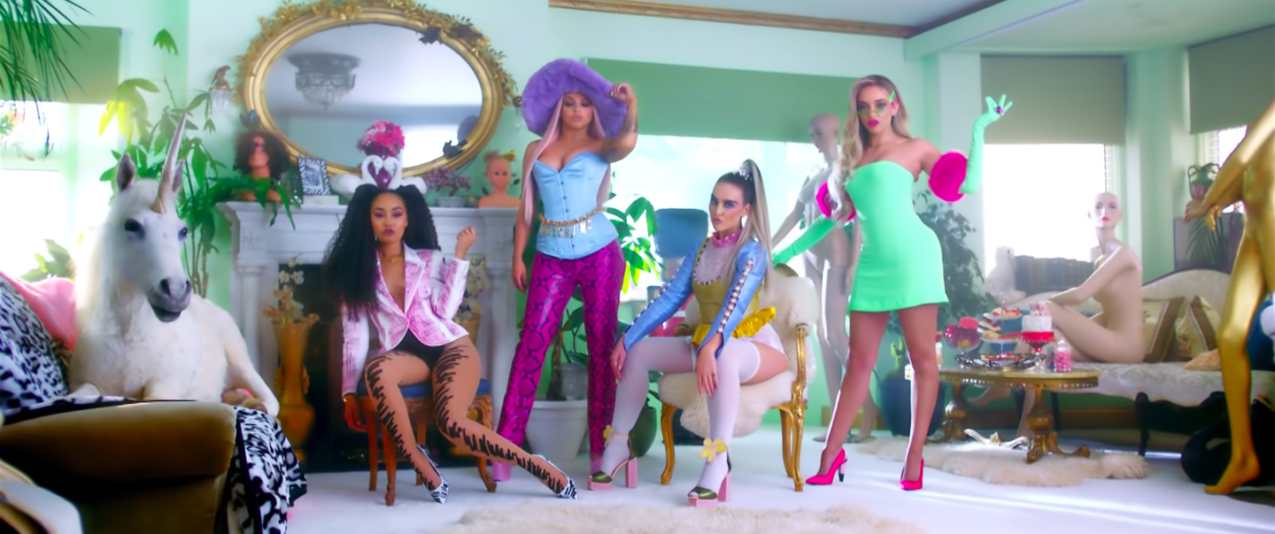 Little Mix in their "Bounce Back" music video
