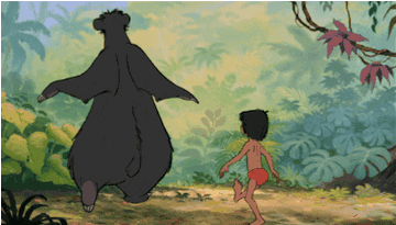 Baloo and Mowgli dancing 