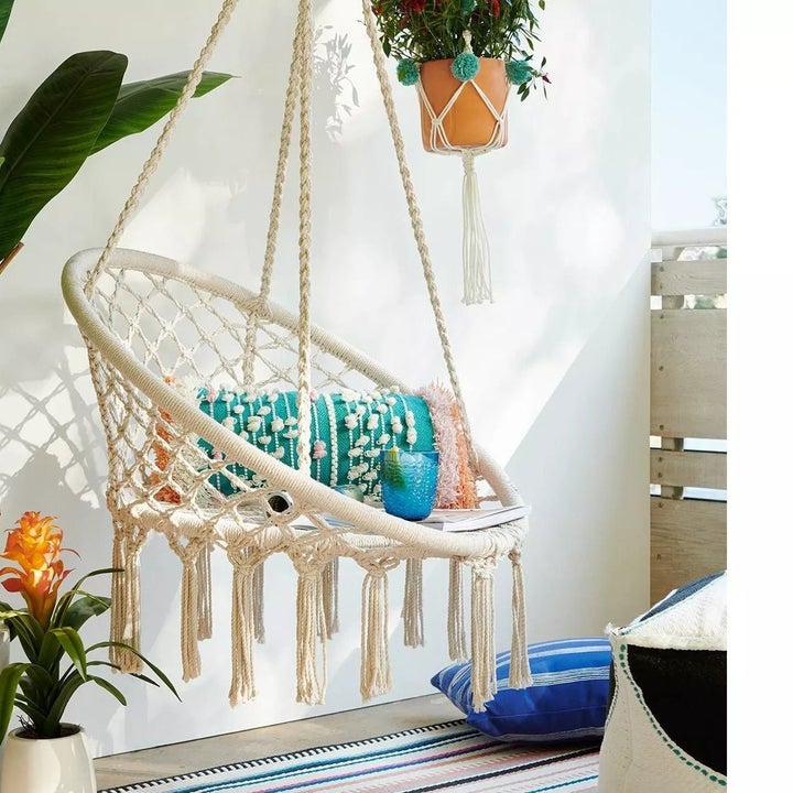 pillow placed on a hammock 