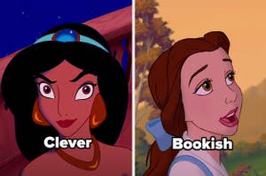 Jasmine with the word clever and Belle with the word bookish