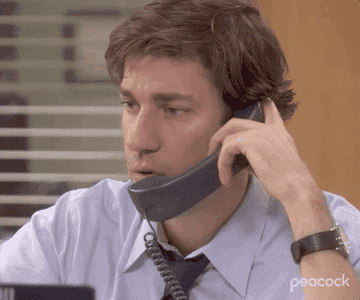 Jim Halpert on the phone saying, &quot;Wow,&quot; and looking disappointed