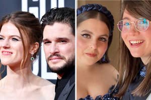Rose Leslie with Kit Harington and Beanie Feldstein with Bonnie Chance Roberts