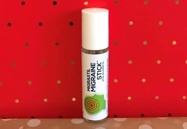 A reviewer photo of the migraine relief stick