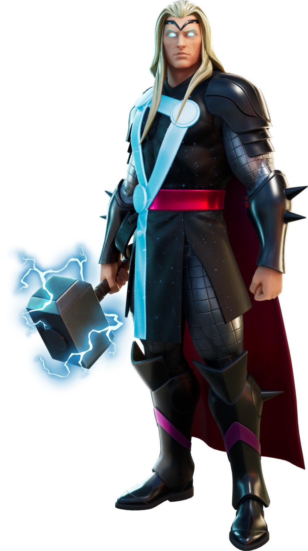 Thor Fortnite outfit wields his hammer that is emitting lightning
